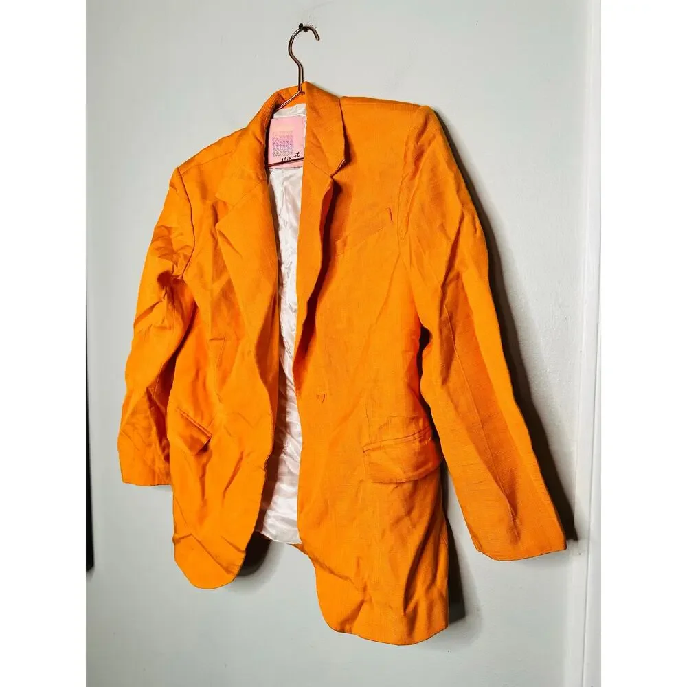 SANDRO Orange Crepe Collar Front Button Long Sleeves Harper Blazer Size 36 - Picture 5 of 16
